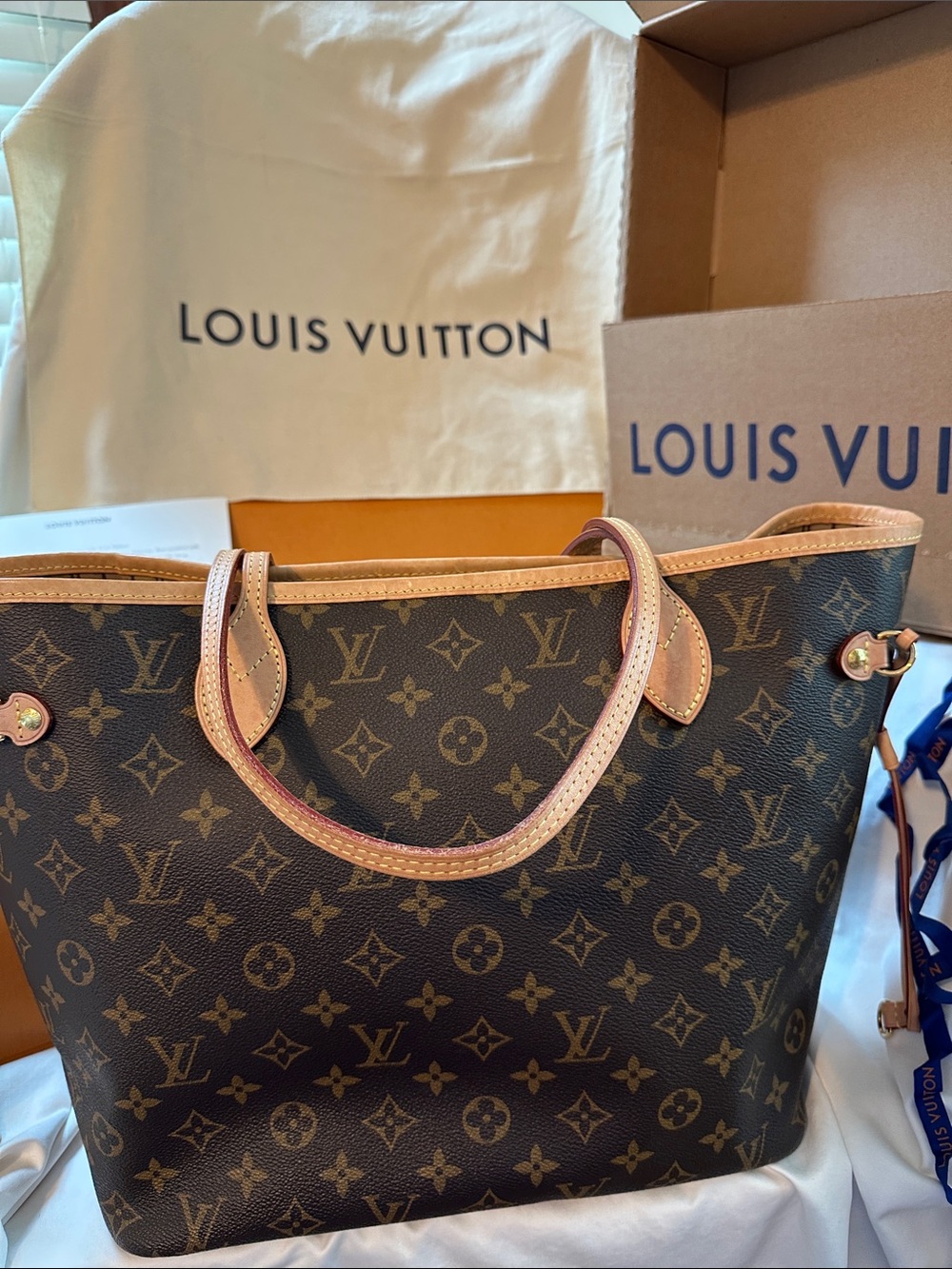 Louis Vuitton Monogram Canvas Neverfull Tote in Brown and Tan
